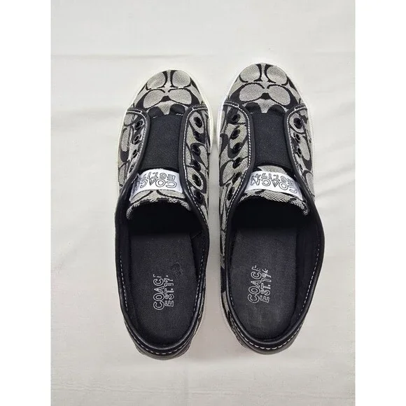 Coach Slip On Sneakers Womens 7.5 Monogram Logo Poppy Canvas Y2K Designer - Picture 6 of 9